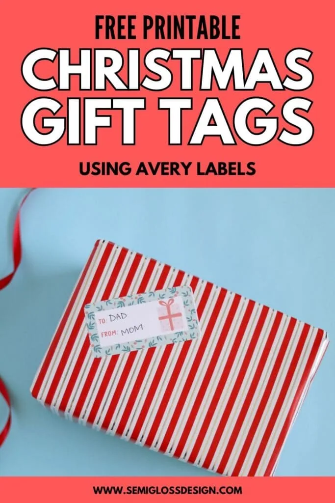 gift with red and white striped paper and gift tag label