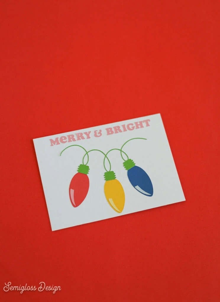 card with paper christmas lights