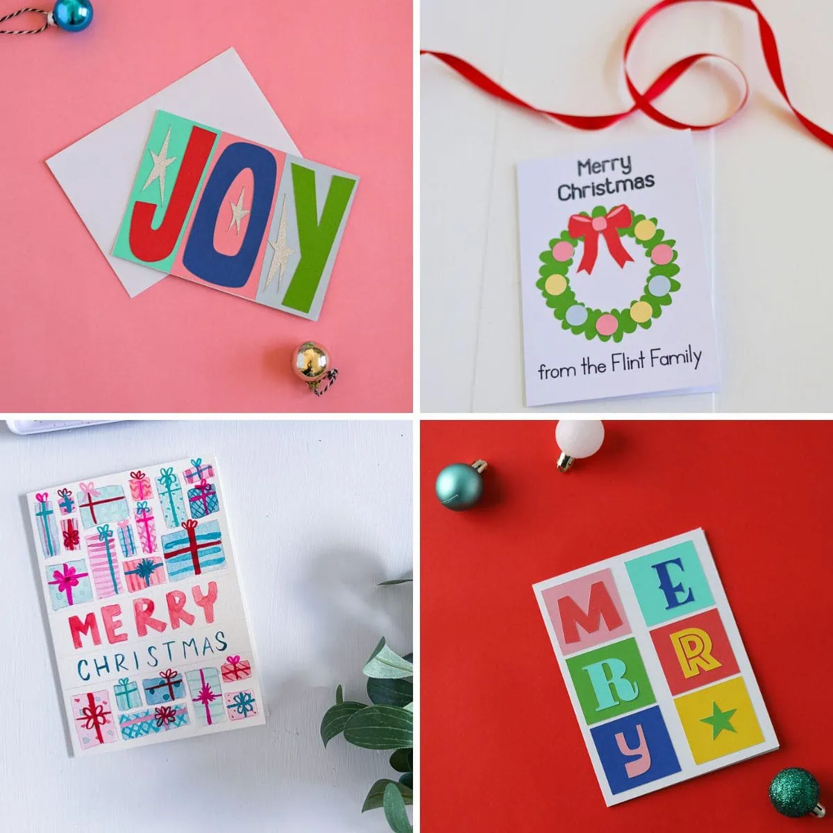 collage of handmade Christmas cards