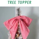 pink fabric bow on Christmas tree