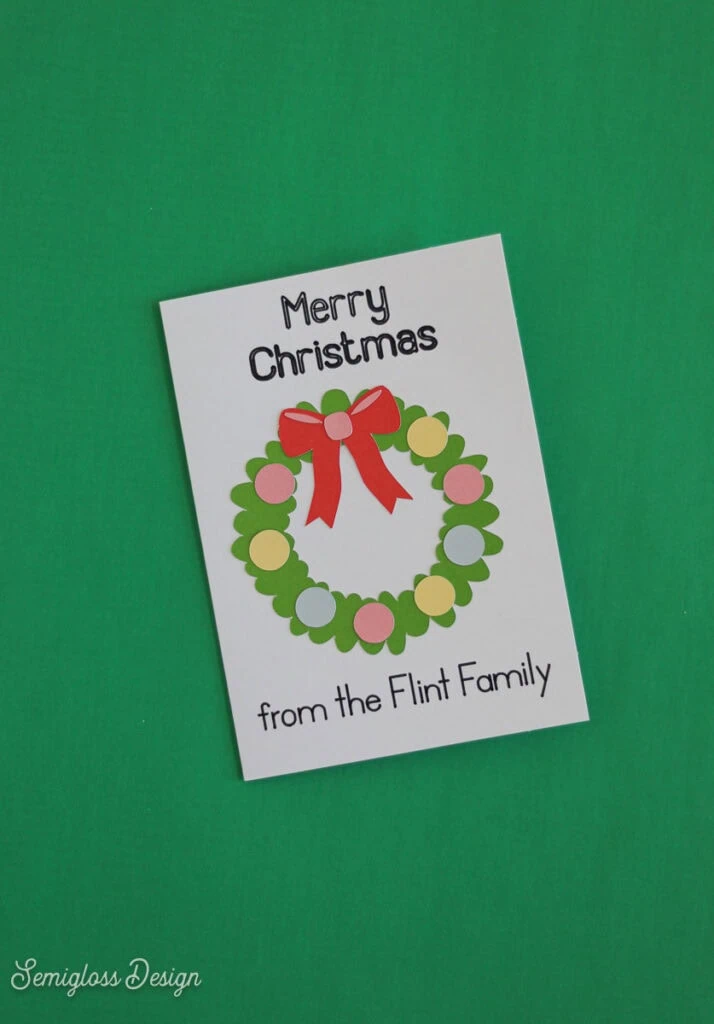 DIY personalized card with paper wreath