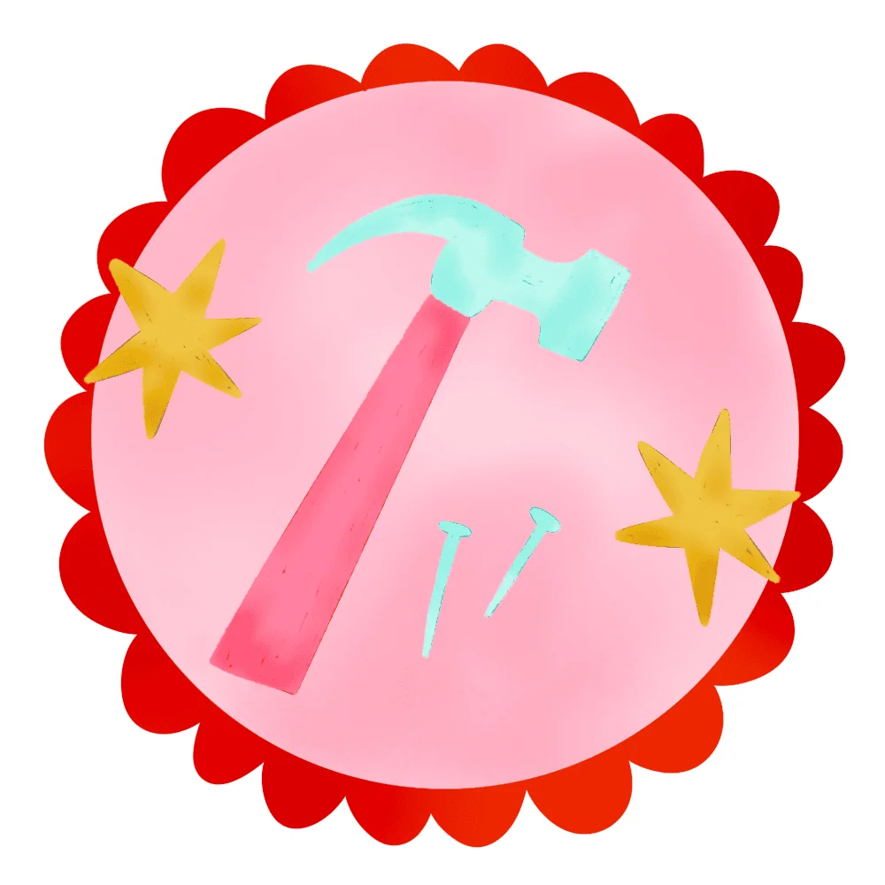 illustration of hammer and nails with stars