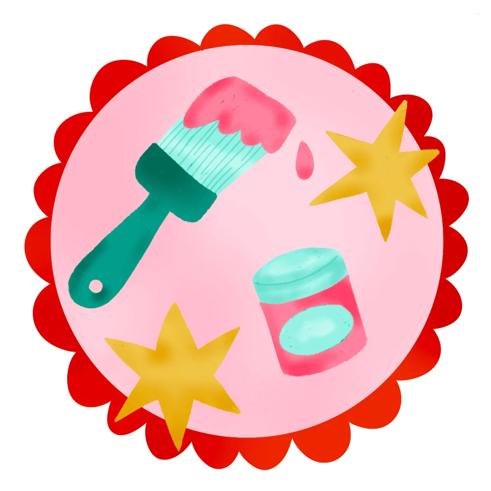 illustration of paintbrush and jar of paint
