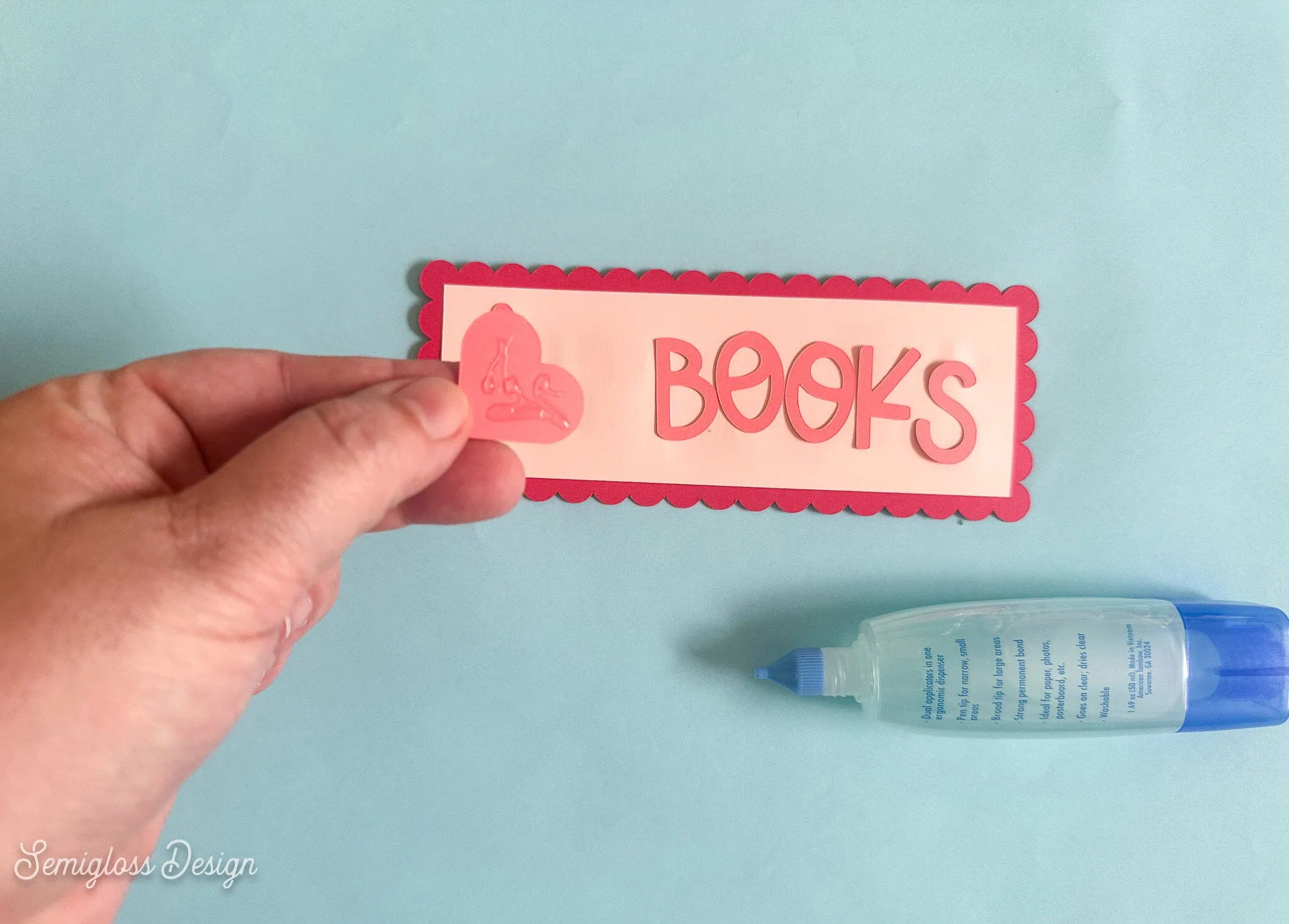 gluing letters to bookmarks