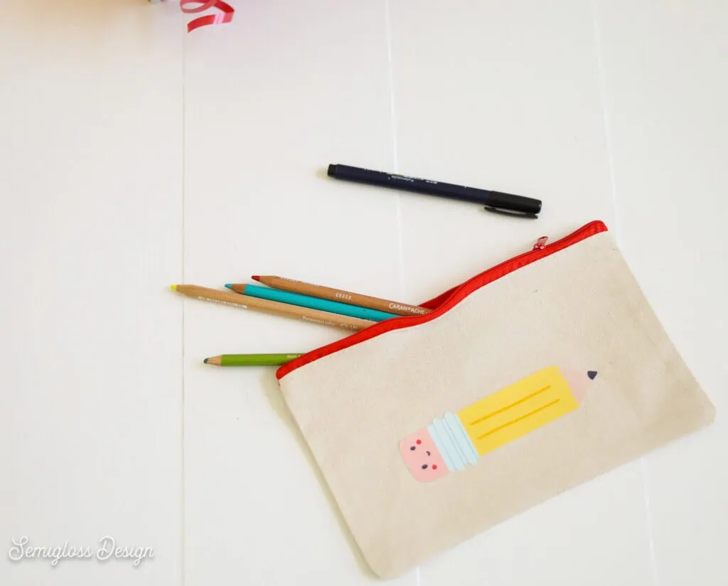 pencil bag with cute pencil print