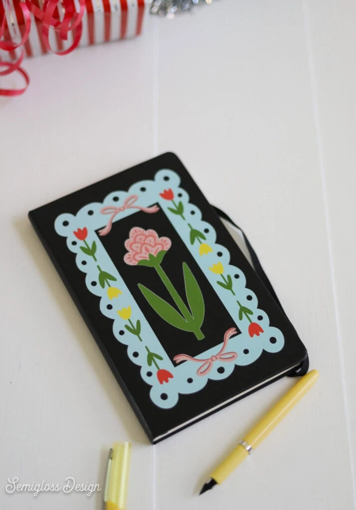 journal with floral design