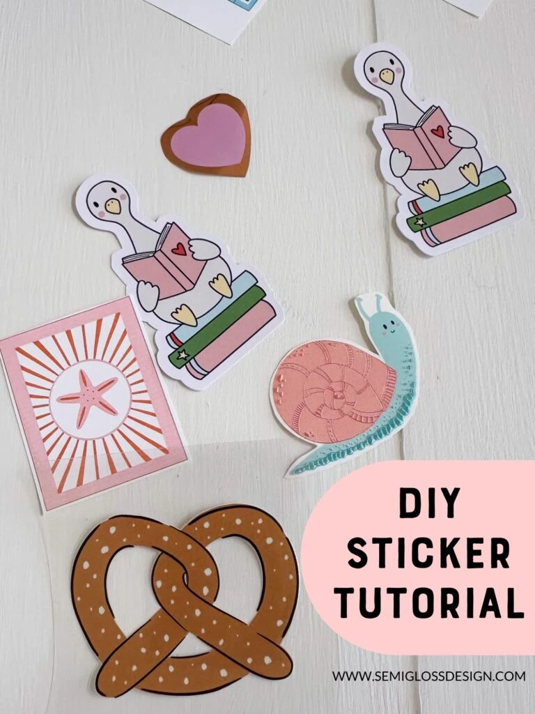 stickers on white wood background