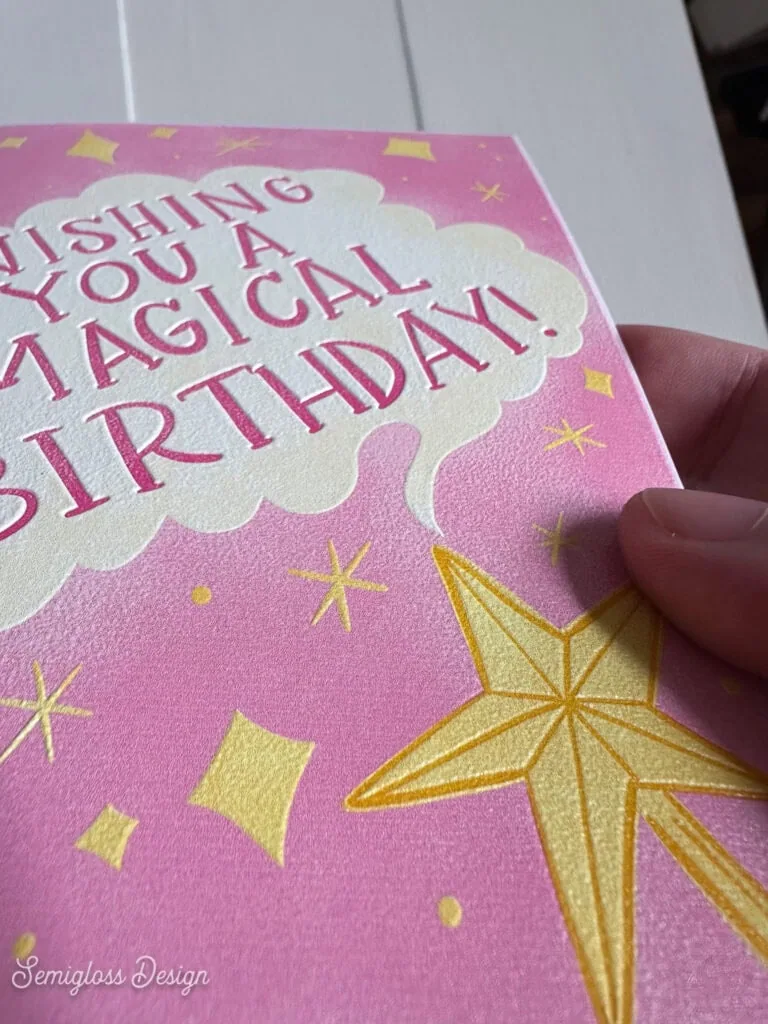 close up of texture on uv printed card