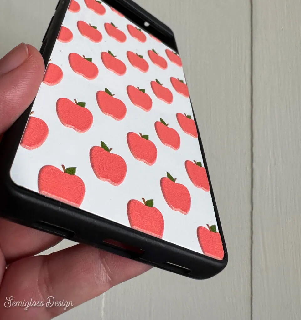 close up of apple pattern texture on phone case