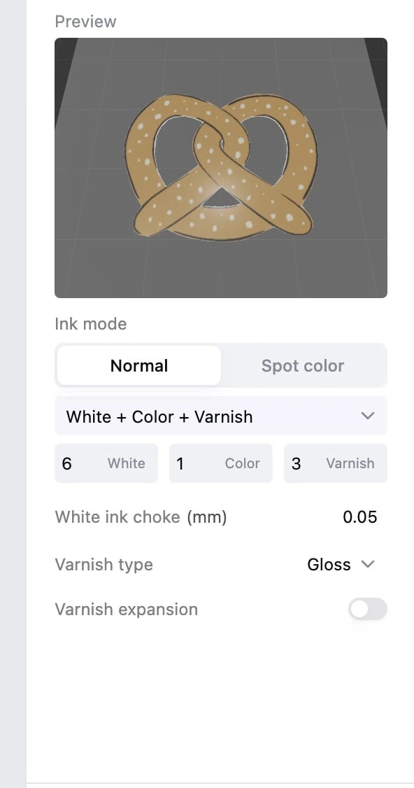 ink settings for printing DTF sticker