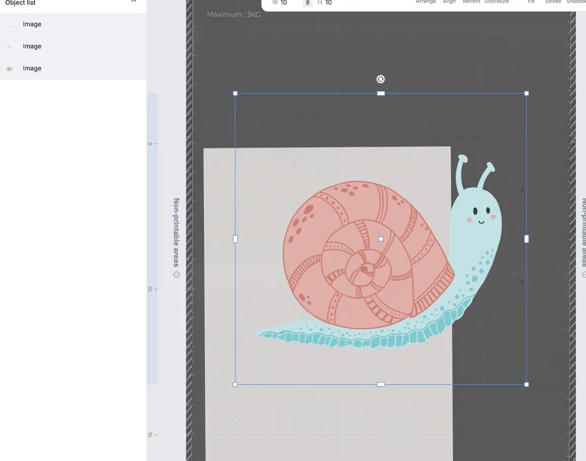 uploading snail sticker to xTool Studio