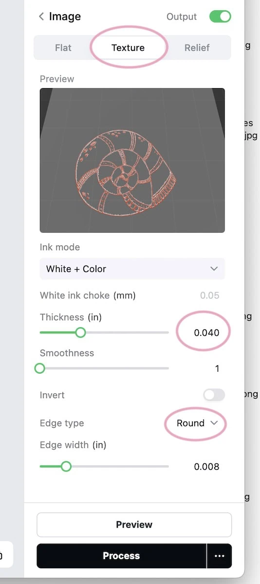 changing texture on snail sticker outline
