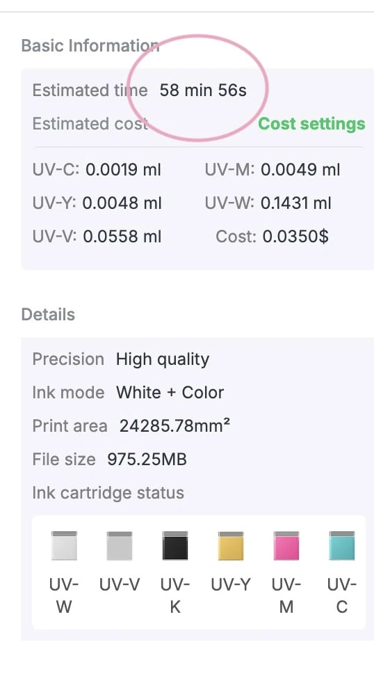 screenshot of printing sticker with texture