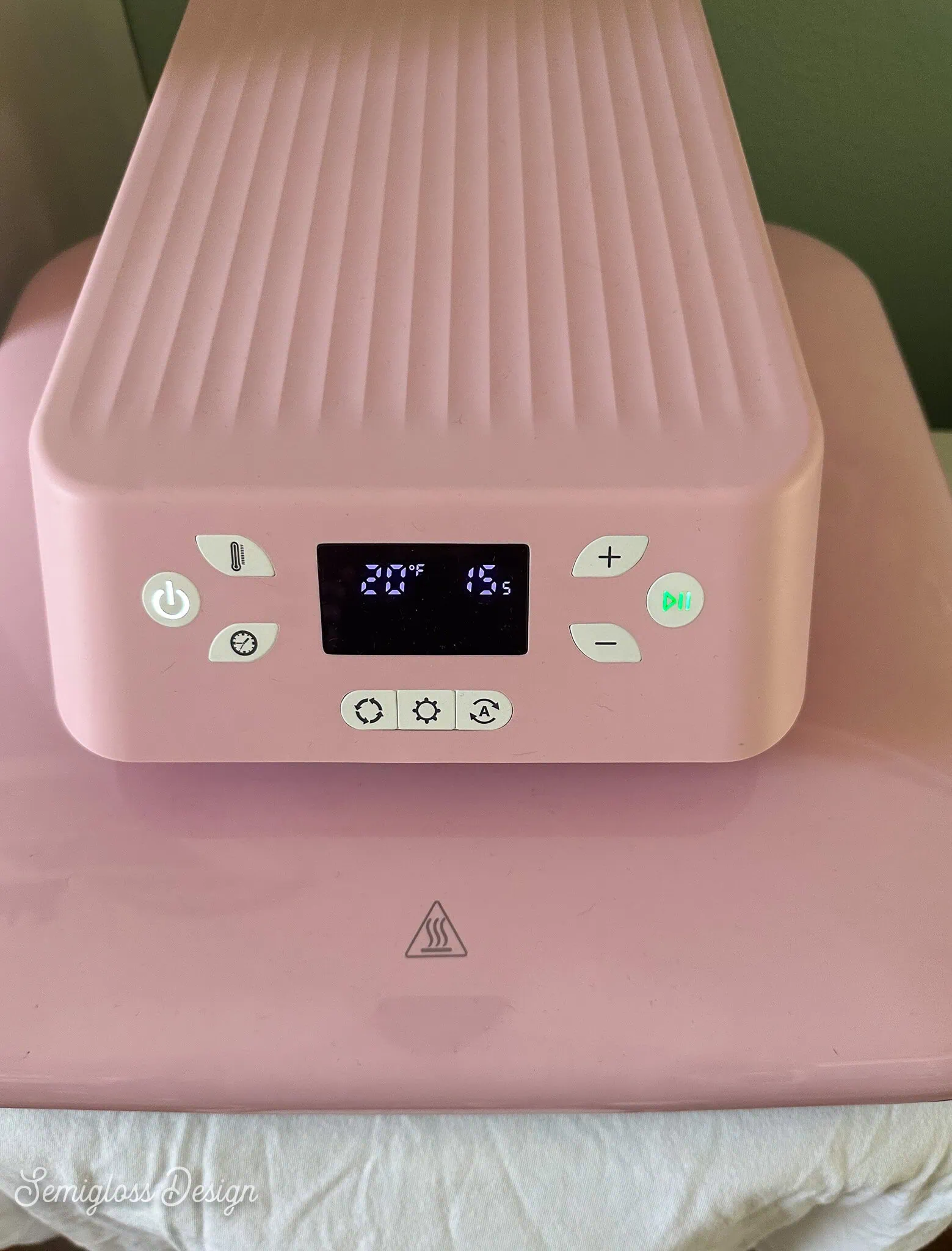 pink heat press pressing white shirt