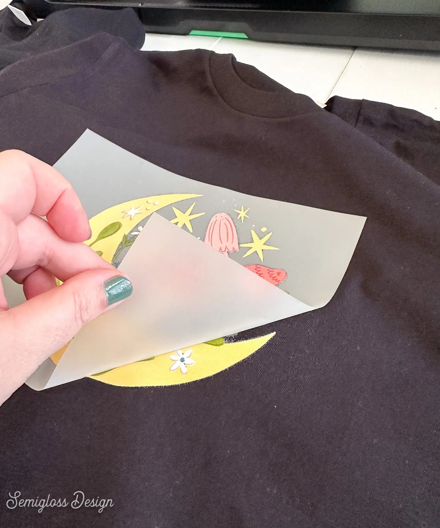 peeling away dtf transfer film