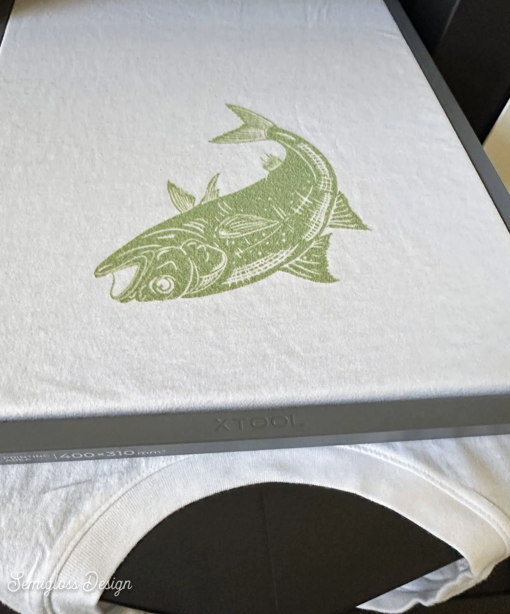 printed fish shirt in xTool O1 Omni